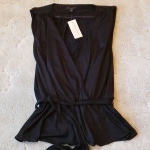 Banana Republic Black belted wrap-front Blouse